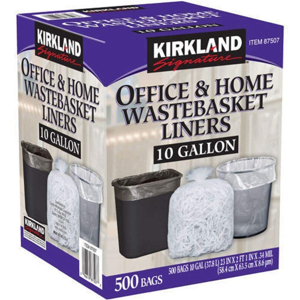 Kirkland Signature-87507 Wastebasket Liners  Clear  10 Gallon  500 ct