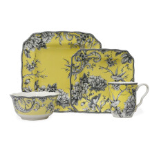 Adelaide 16-Piece Casual Yellow Porcelain Dinnerware Set (Service for 4)