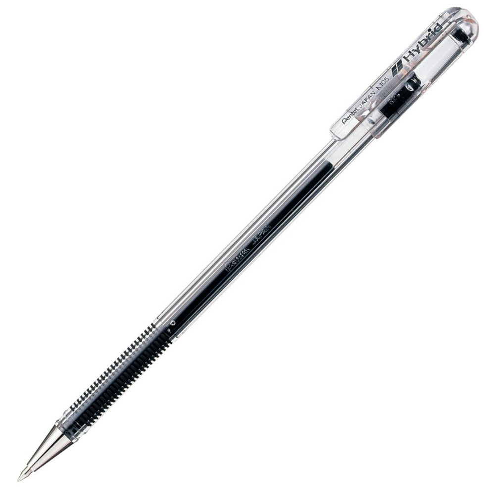 Pentel K105-GA Water-Based Ballpoint Pen  Hybrid  0.02 inches (0.5 mm)  Black  10 Pieces