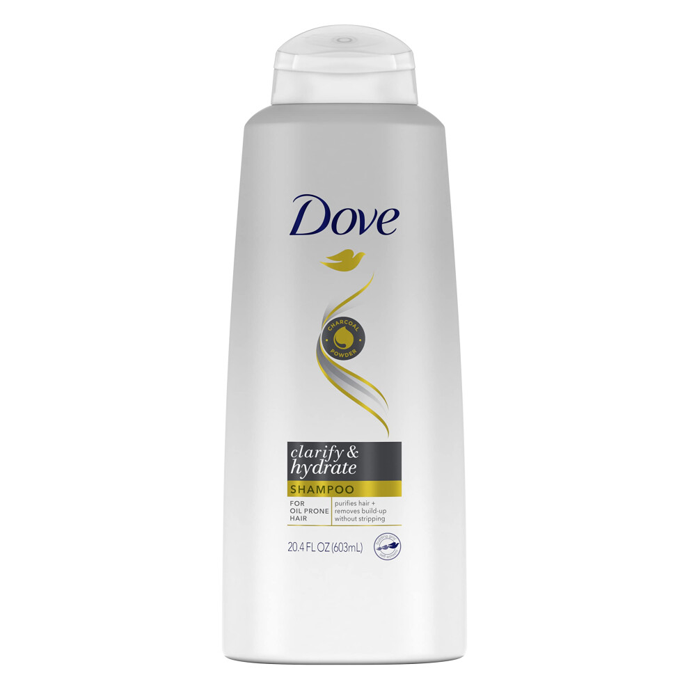 Dove Shampoo for Oily Hair Clarify & Hydrate With Charcoal to Purify Hair and Remove Build-up Without Stripping Hair 20.4 oz