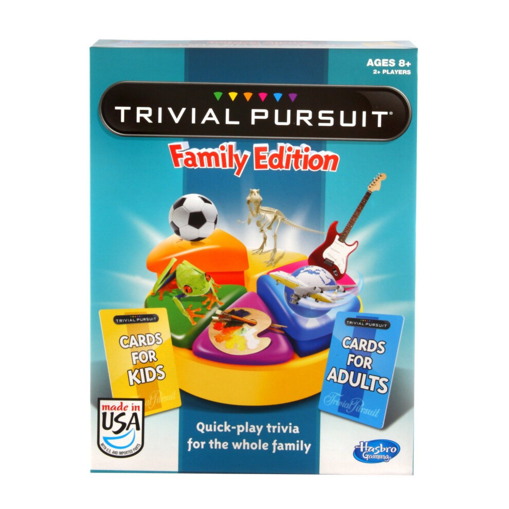 Hasbro Gaming Trivial Pursuit Game: Family Edition Board Game  Family Trivia Games for Adults and Kids  2+ Players  Ages 8+ (Amazon Exclusive)