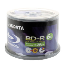 Ridata BD-R 6X 25 GB Blu-ray Media Hub Inkjet bianco Disco stampabile Confezione da 50