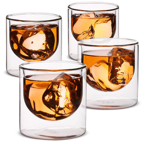 ALIMOTA Set Di 4 Bicchieri In Vetro A Doppia Parete 350ml – Tazze Isolate Per Caffè, Tè, Latte Macchiato, Resistenti Al Calore - 2