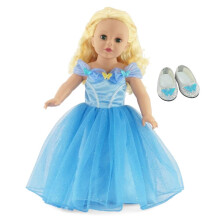 Emily Rose Doll T?j og tilbeh?r | 18-tommer dukke prinsesse dronning kostume bold kjole kjole med en af ???n slags glas hjemmesko dukke sko! | P