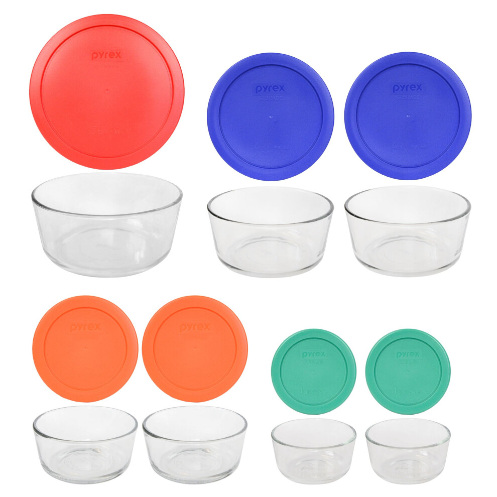 Pyrex 1081886 14pc. Storage Set w/Colored Free Lids