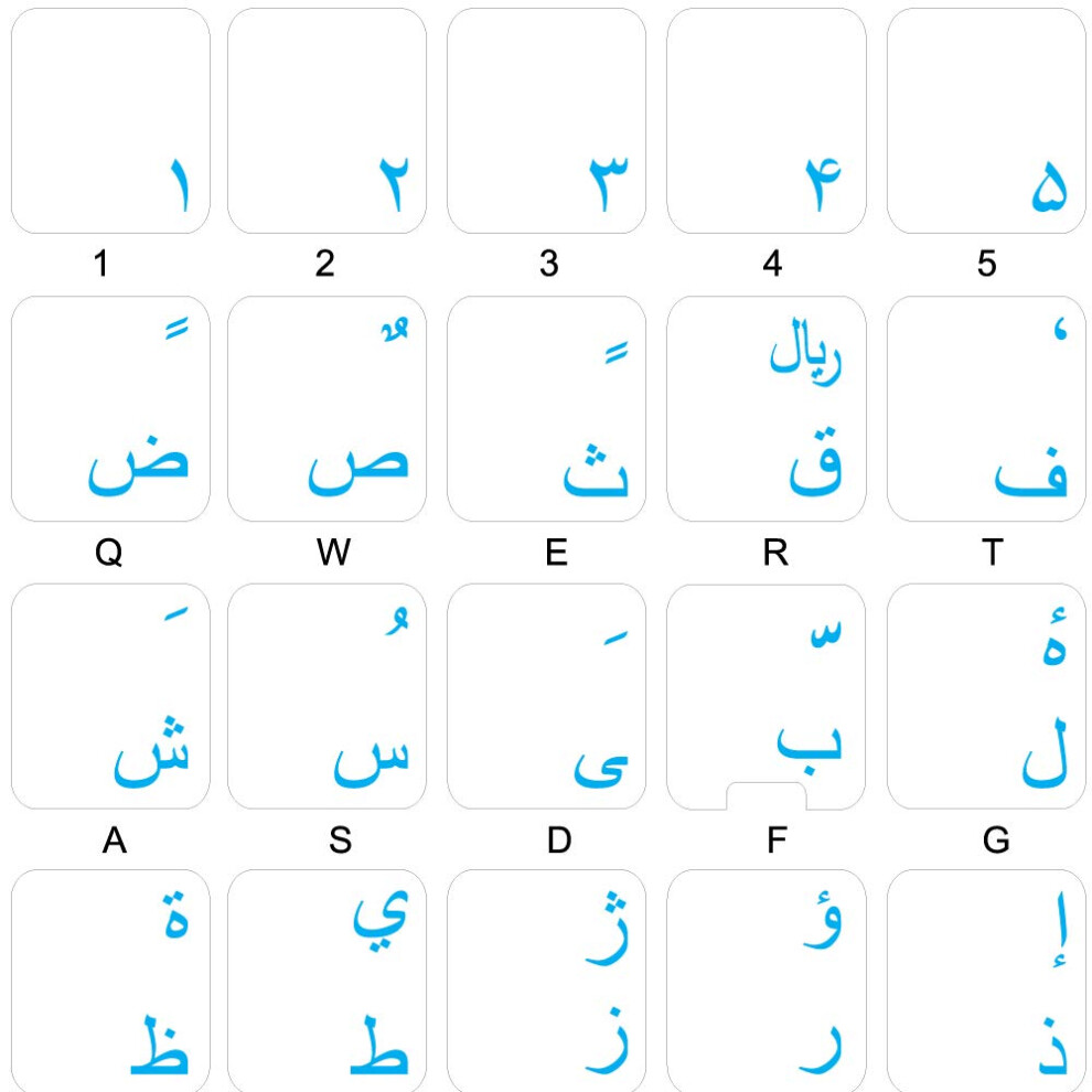 Farsi (Persian) Keyboard Sticker With Lettering Transparent Background Blue 882798065412