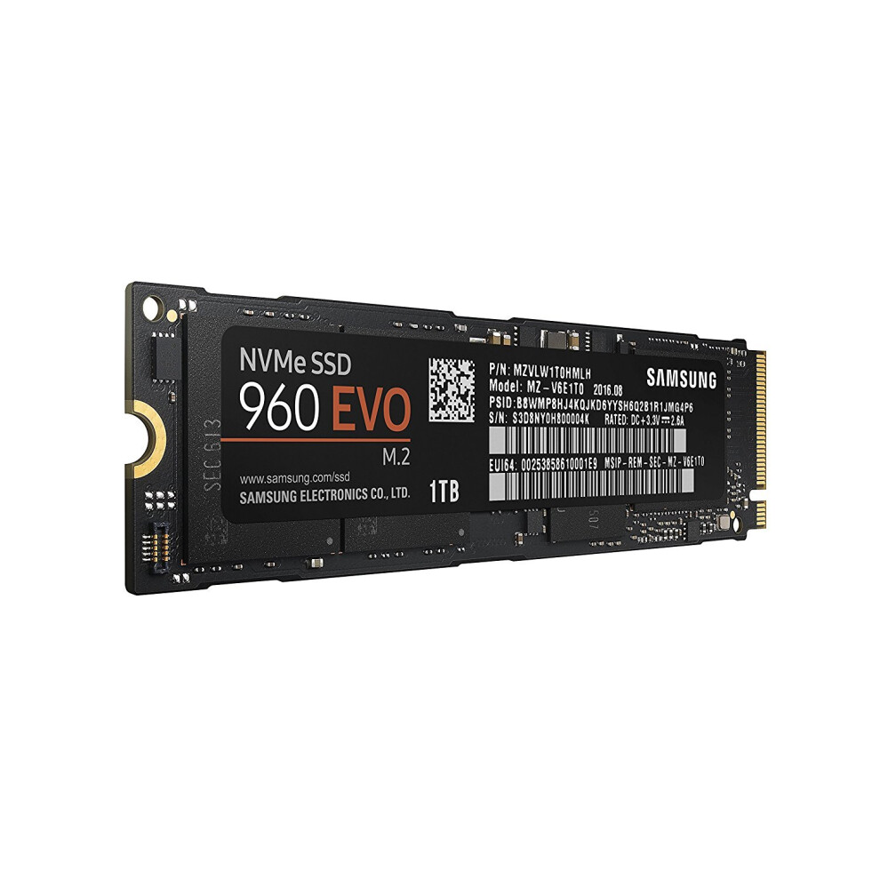 Samsung SSD 960 EVO Series - 1TB PCIe NVMe - M.2 Internal SSD (MZ-V6E1T0BW