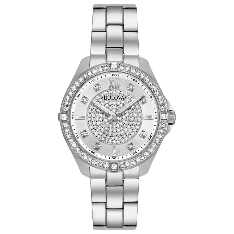 Bulova Ladies' Classic Crystal Stainless Steel 2-Hand Quartz Watch  Pave Dial Style: 96L236