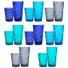 Plastici de baut reutilizabile din plastic acrilic din SUA (set de 16) Rocks de 14oz ?i cupe de apa 20oz n culori de coasta | Tumblers fara BPA