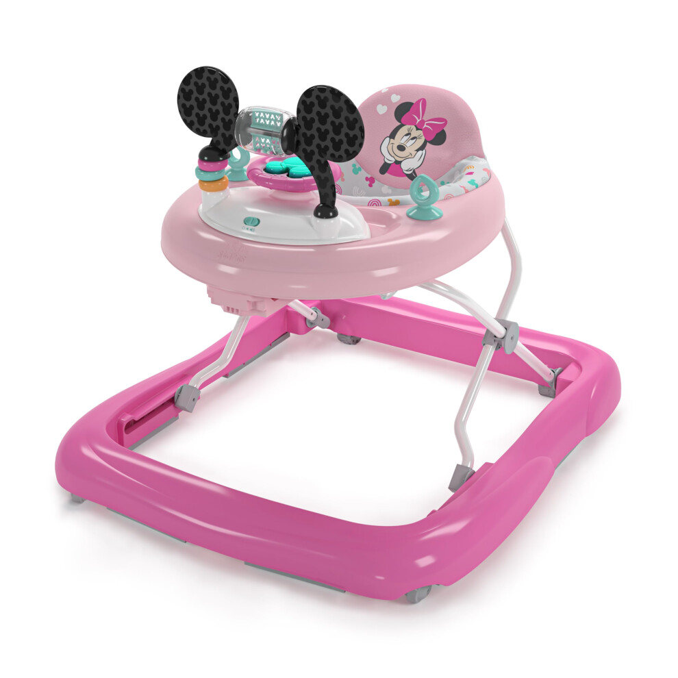 Bright Starts Disney Baby Minnie Mouse Forever Besties 2-in-1 Baby Activity Walker - Easy Fold Frame and Removable -Toy Station  6 Months and up