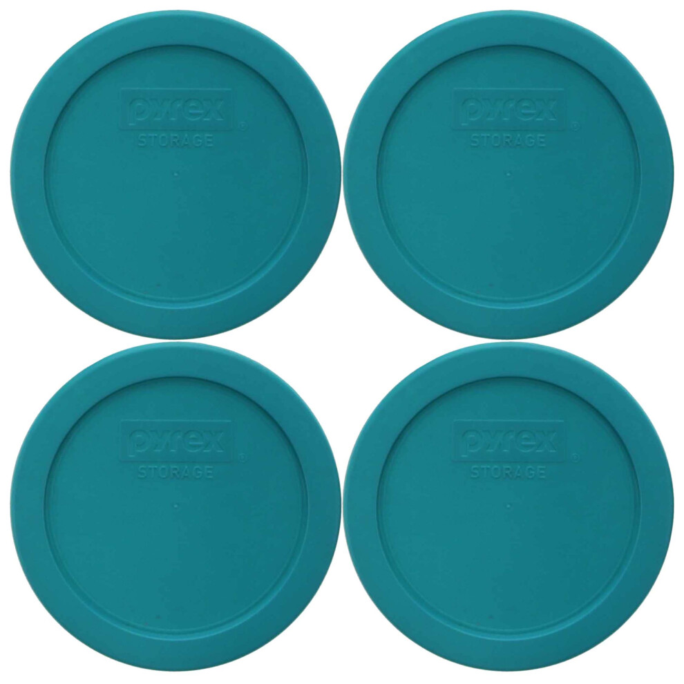 Pyrex 7201-PC 4-Cup Turquoise Plastic Replacement Food Storage Original Genuine Pyrex Lid  Made in USA - 4 Pack