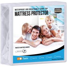 Utopia Bedding Coprimaterasso Impermeabile Coprimaterasso Twin Size Premium in Spugna 200 GSM Traspirante e Aderente con Tasche Estensibili (Bian