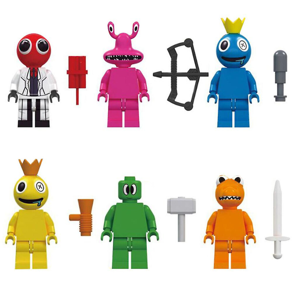6Pcs Rainbow Friends Minifigure Set - Assembled Mini Building Block Action Figures, Ideal Kids Gift