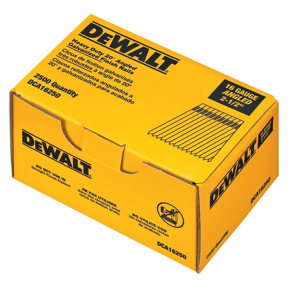 DEWALT Finish Nails  2-1/2-Inch  16GA  20-Degree  2000-Pack (DCA16250)