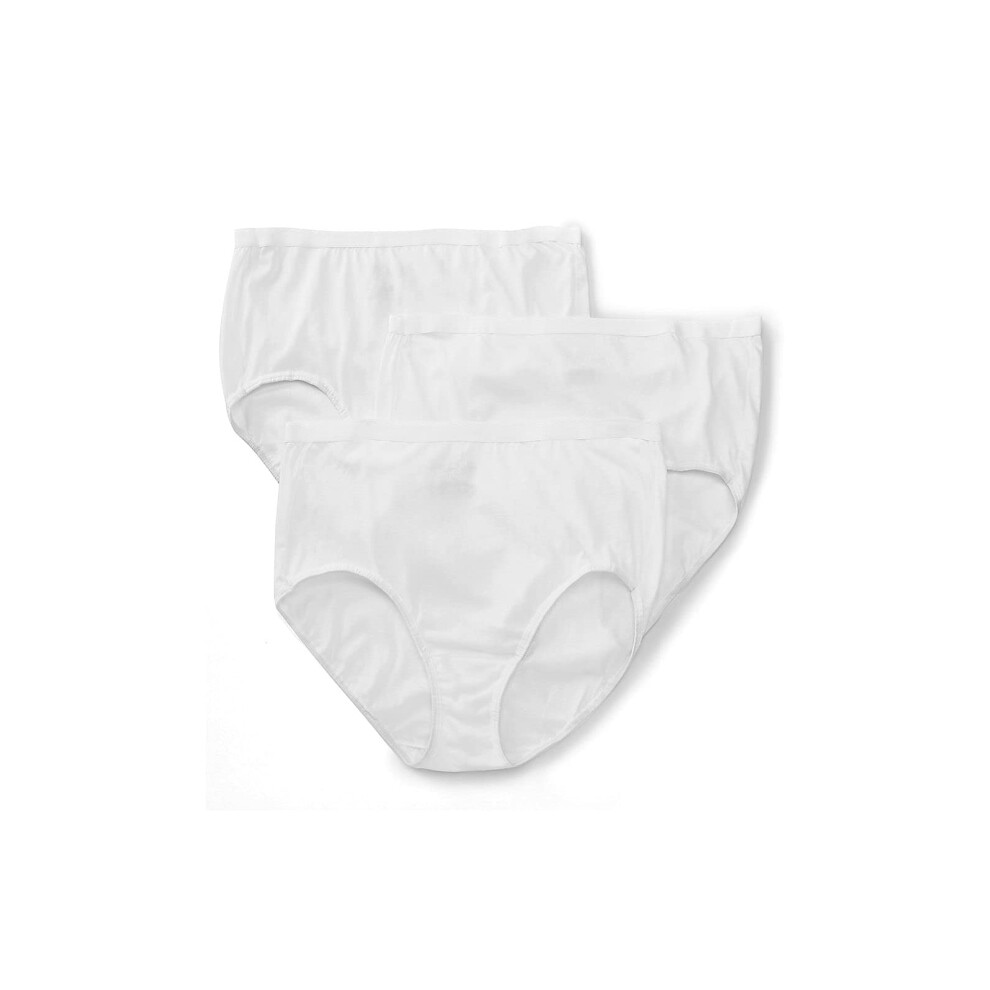 Fruit of the Loom Women's Fit for Me Plus Size Cotton Brief Panties - 3 Pack 3DBRWHP  White  9