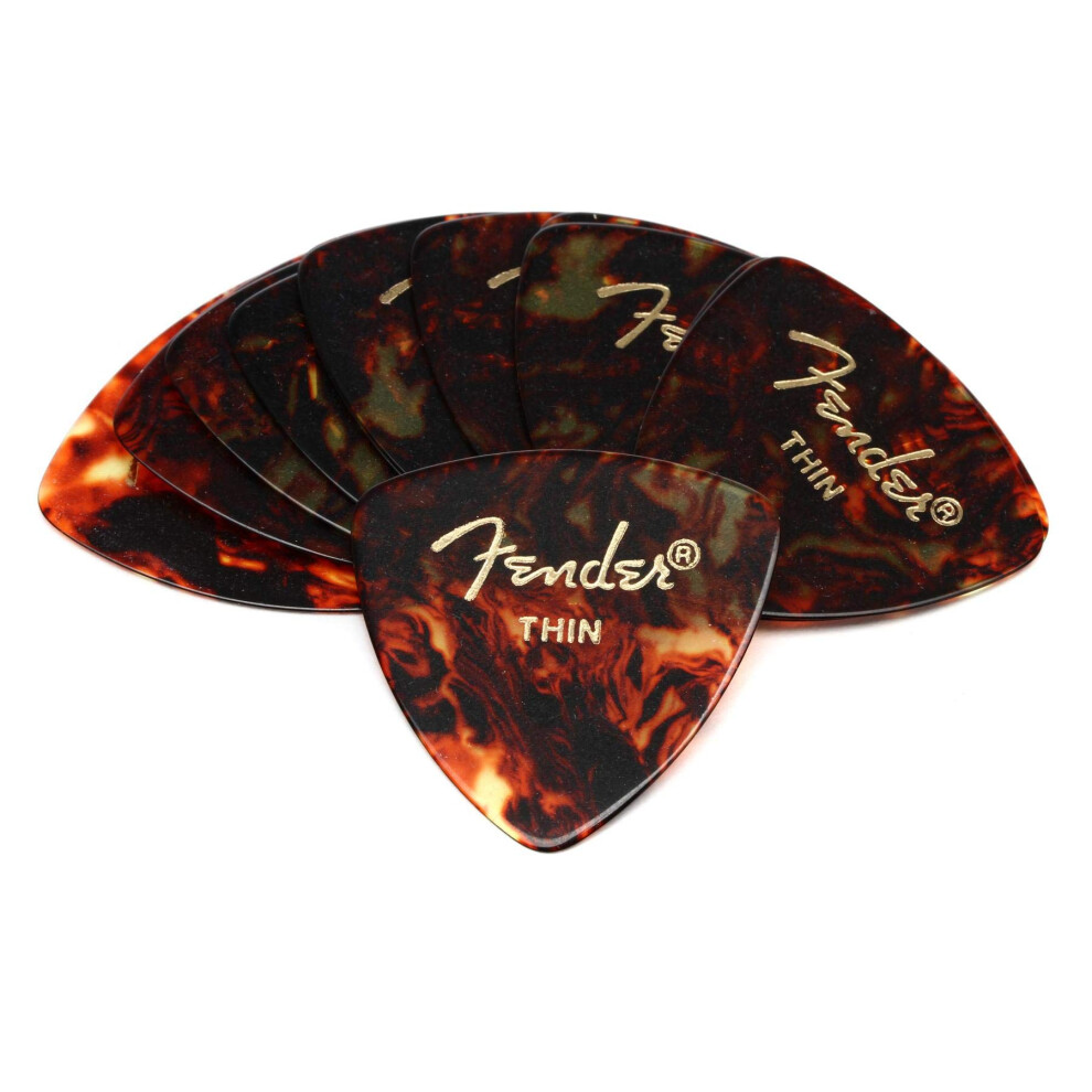 Fender Classic Celluloid Guitar Picks 346 Shape  Tortoise Shell  Thin  12-Pack