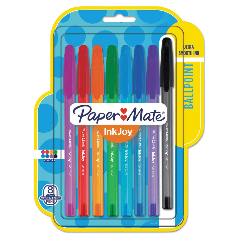 Paper Mate InkJoy 100ST Ballpoint Pen  Medium  Fashion Colors  8-Count