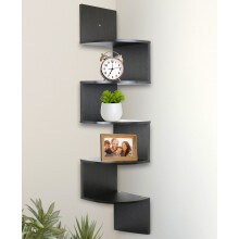 Greenco Corner Shelf, 5 Tier Shelves for Wall Storage, Easy-to-Assemble Floating Wall Mount Shelves for Offices, Bedrooms, Bathrooms, Kitchens, Living