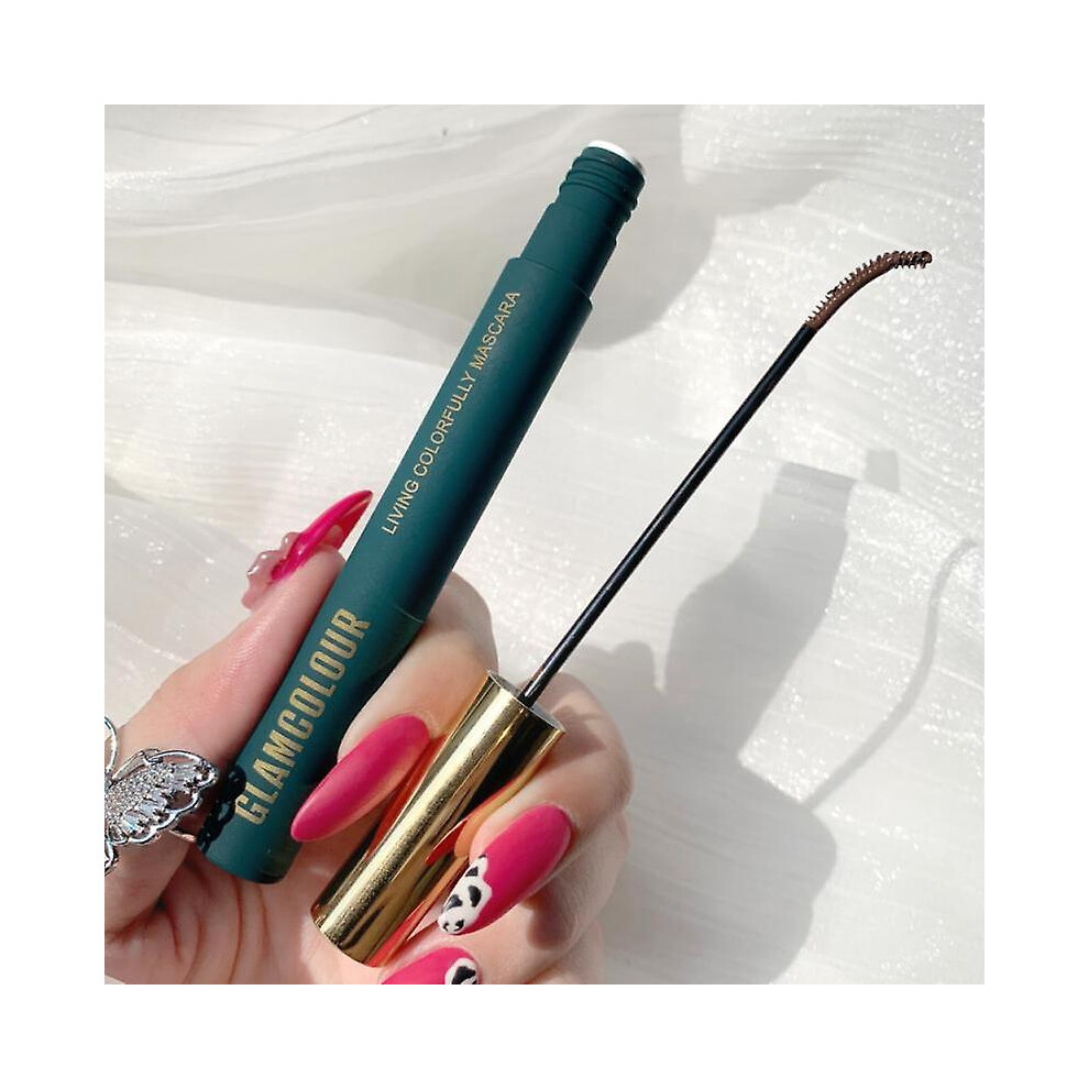 (01-Brown) Glamcolour Skinny Mascara Waterproof Eye Lash Curling Silk Eyelash Extension Makeup Charm Eye