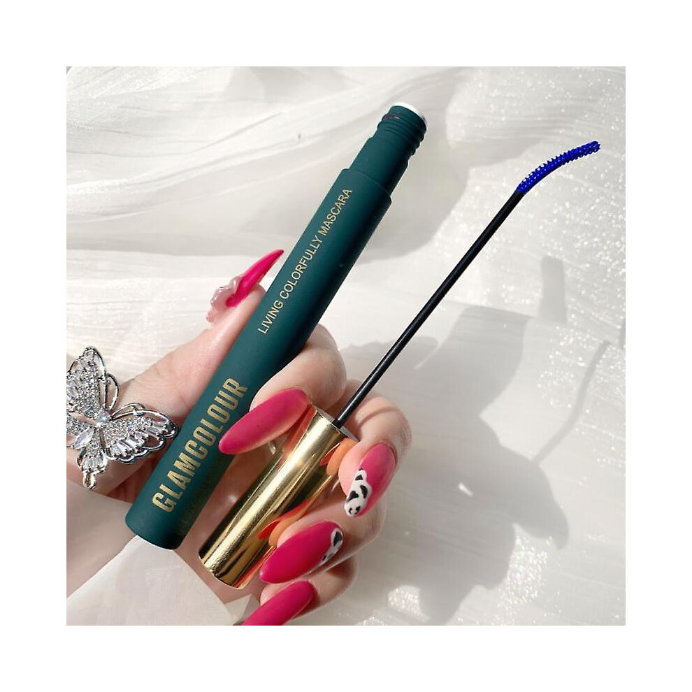 (01-Blue) Glamcolour Skinny Mascara Waterproof Eye Lash Curling Silk Eyelash Extension Makeup Charm Eye