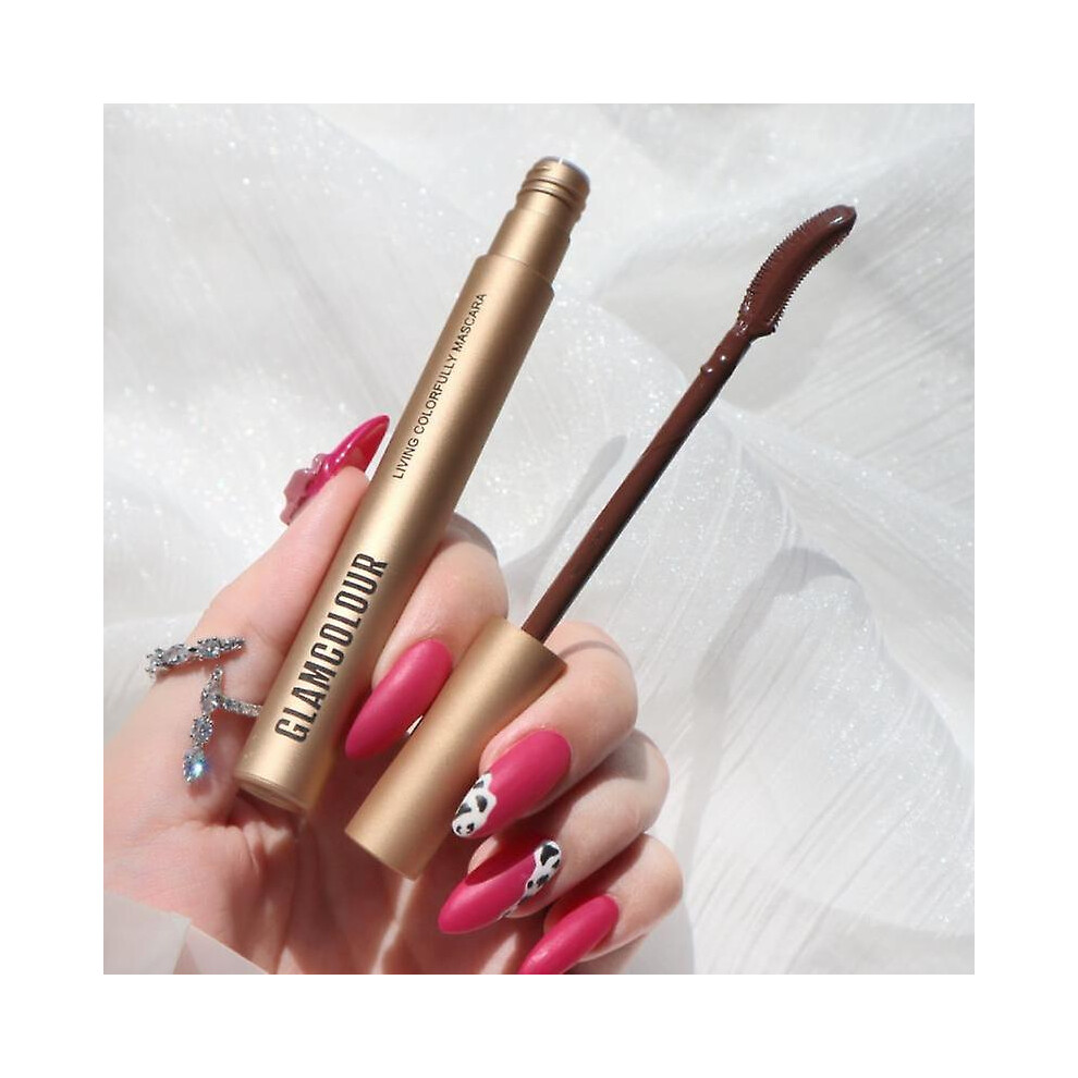 (02-Brown) Glamcolour Skinny Mascara Waterproof Eye Lash Curling Silk Eyelash Extension Makeup Charm Eye