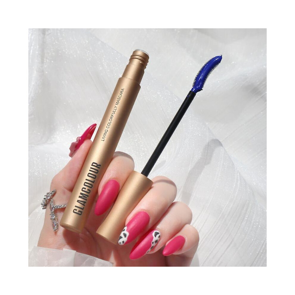(02-Blue) Glamcolour Skinny Mascara Waterproof Eye Lash Curling Silk Eyelash Extension Makeup Charm Eye