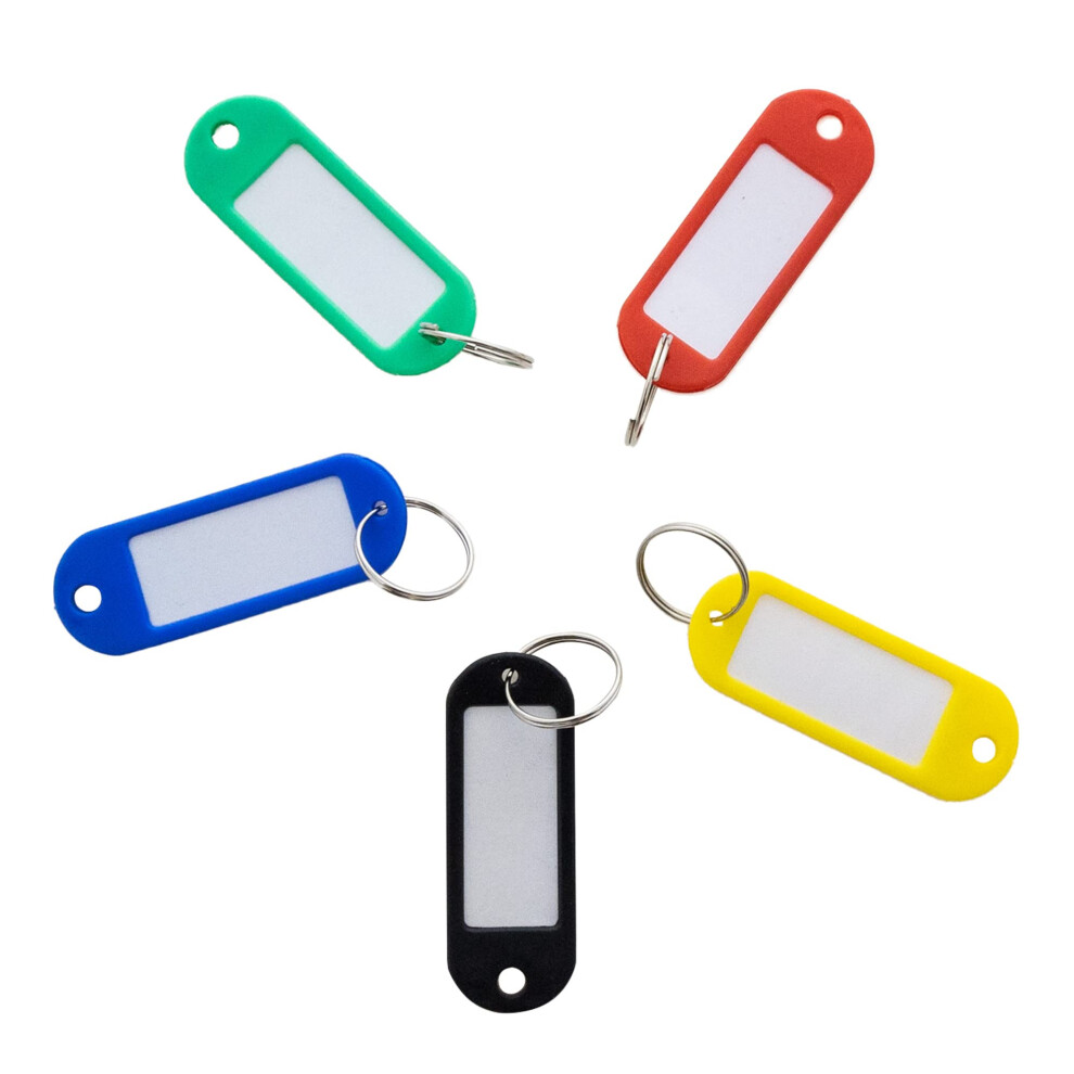 Bazic Key Tag Label Window Assorted Color Tags Plastic Key Holder Key Ring Identifier Name Number Address Information Label Card (8/Pack) 1-Pack 764608040034