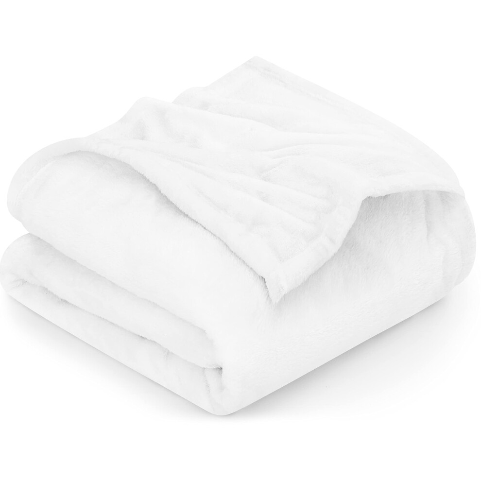 Utopia Bedding White Fleece Blanket California King Size 300Gsm Luxury Fuzzy Soft Anti-Static Microfiber Bed Blanket (102X96 Inches)