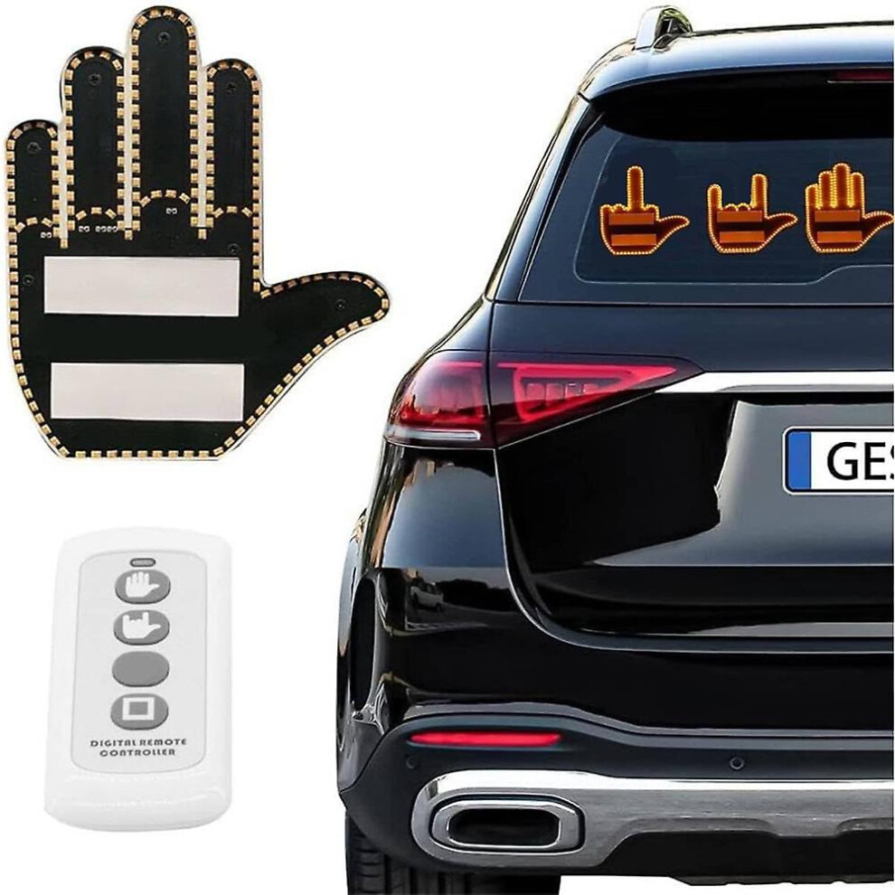Funny Hd Finger Gesture With Remote Finger Led Car Back Window Sign Hand Signal Car Truck Accessories Light 7364070961702