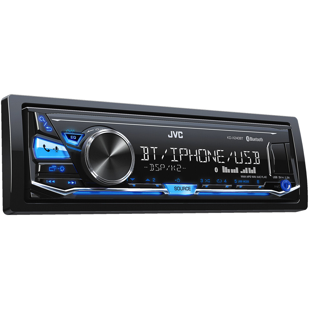 JVC KD-X240BT Single DIN in-Dash Digital Media Car Stereo with Android/iPhone Compatibility