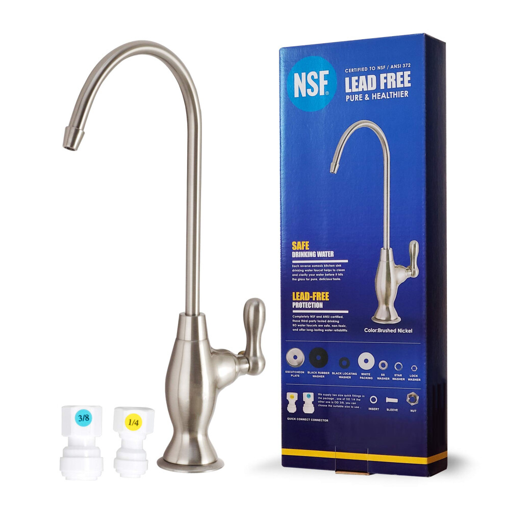 Nsf Certification Lead-Free Water Filtration Reverse Osmosis Faucet (Brushed Nickel) Advanced Ro Tap For Drinking Kitchen Sink Cooking Cleaning | Sa 078776996391