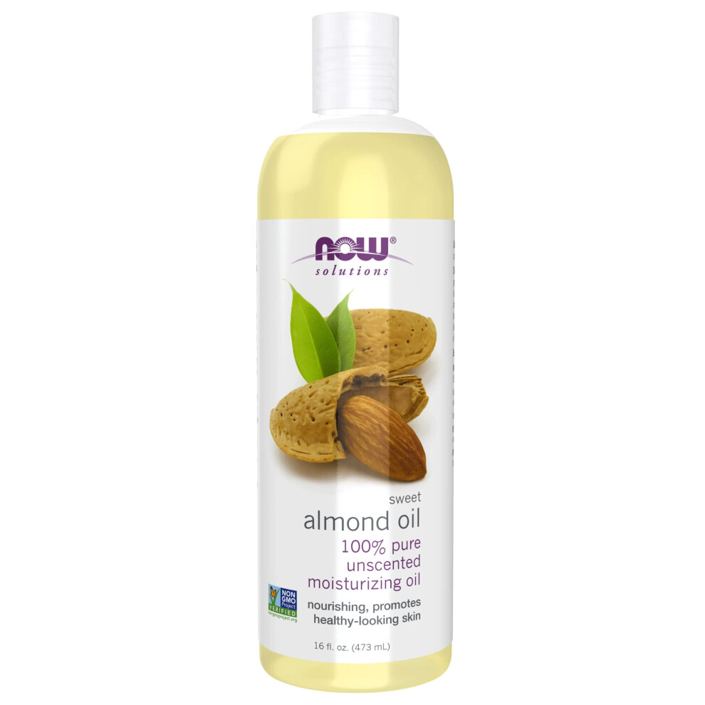 NOW Foods Solutions  Sweet Almond Oil  100% Pure Moisturizing Oil  Promotes Healthy-Looking Skin  Unscented Oil  16-Ounce Package may vary