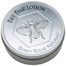Honey House Solid Lotion Bee Bar (senza profumo aggiunto 2 oz) Nuovo in custodia di latta argentata goffrata