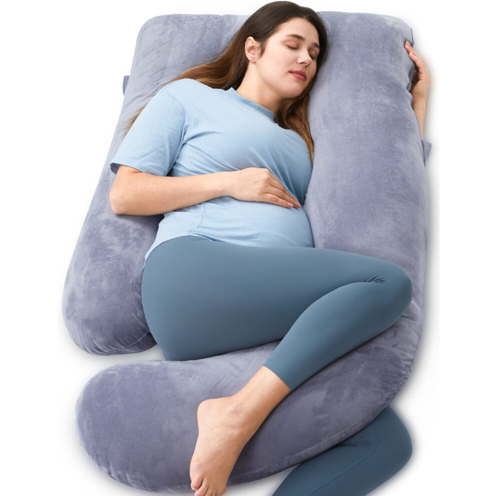 Momcozy Pregnancy Pillows For Sleeping U Shaped Full Body Maternity Pillow With Removable Cover - Support For Back Legs Belly Hips For Pregnant Wo