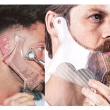 2PCS Outil de Forme de Barbe pour Hommes, Guide avec Peigne Intégré pour Courbes/Lignes Droites/Barbes