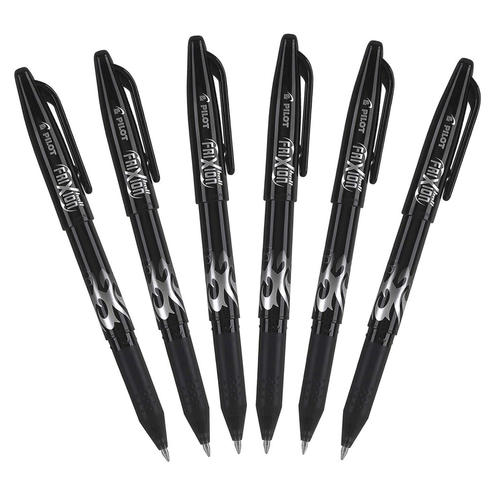 Pilot FriXion Ball 0.7mm Erasable Gel Pens  Fine Point  Black Ink  Pack Of 6