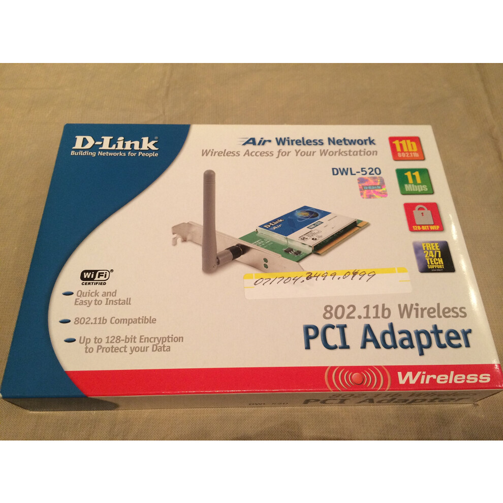 D-Link DWL-520 Wireless PCI Adapter  802.11b  11Mbps