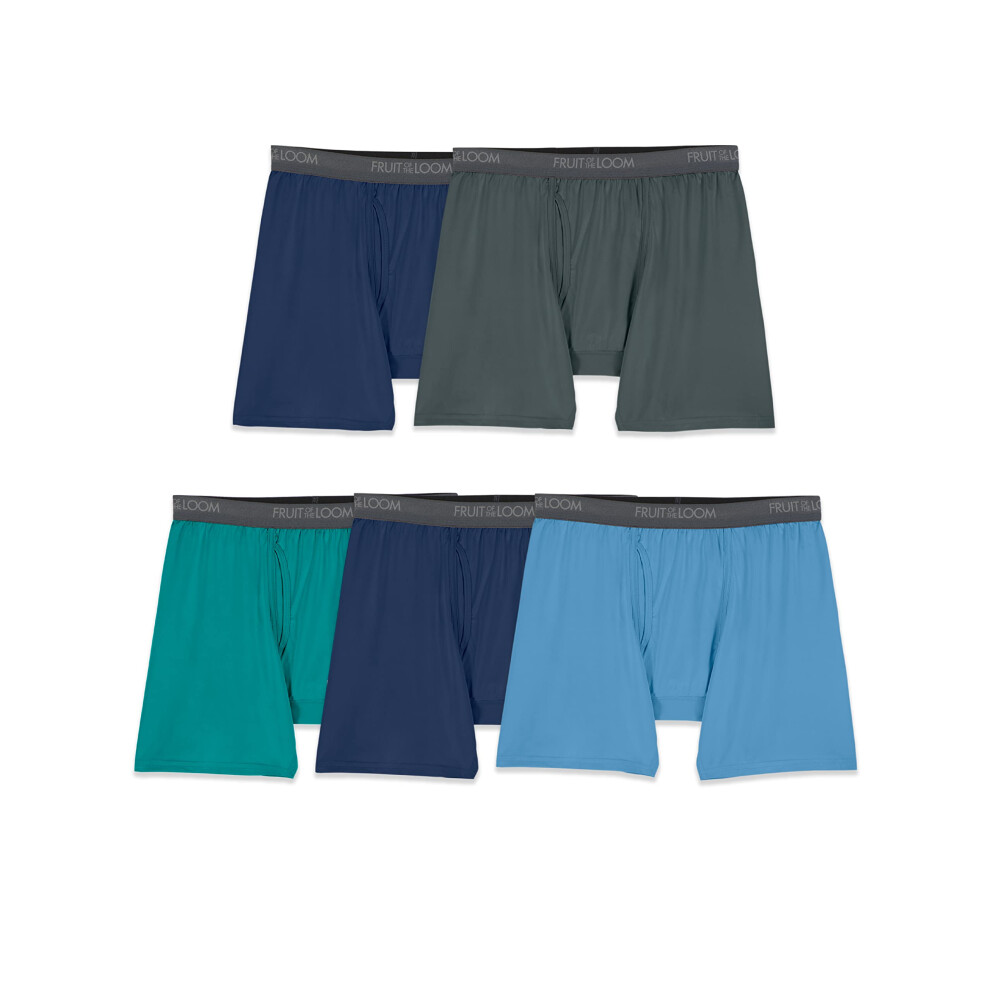 Fruit of the Loom mens 360 Stretch (Quick Dry & Moisture Wicking) Boxer Briefs  Regular Leg - Micro Stretch 5 Pack Assorted Colors  Medium US