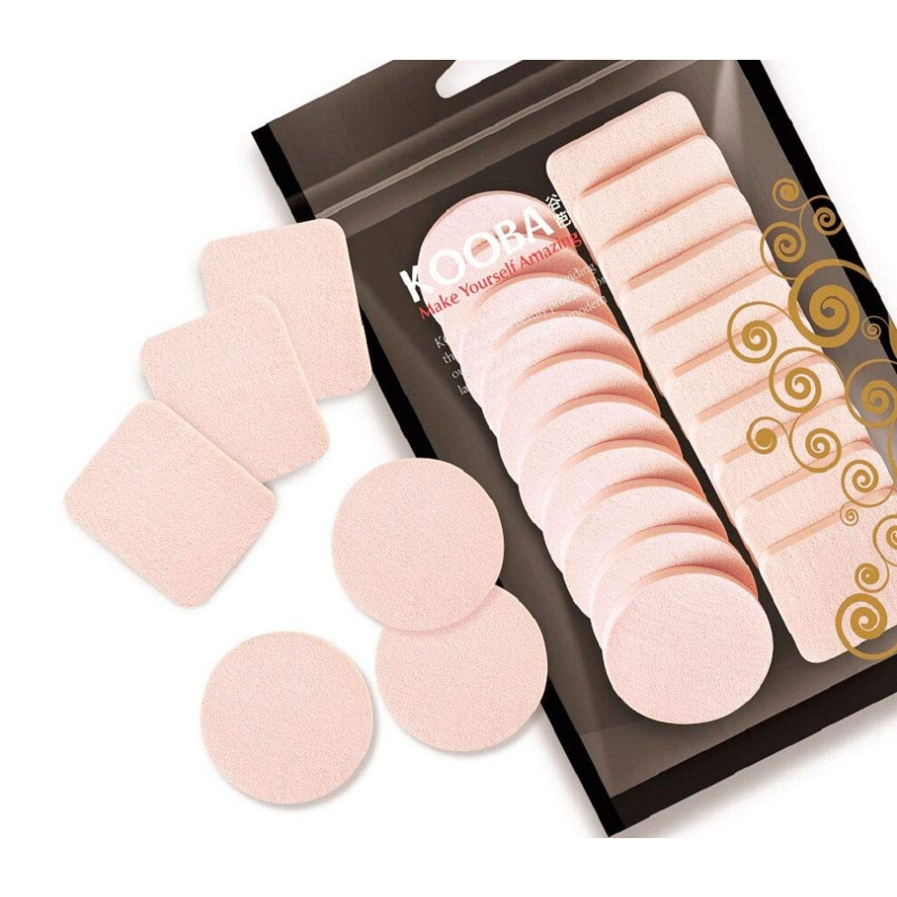 Nuonove Kooba 20 Pcs Makeup Powder Sponges Round And Square Latex Free Disposable Beauty Blender Foam Cosmetic Applicator Facial Puffs For Flawless Foundation