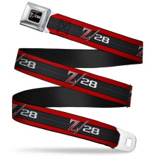 Buckle-Down Seatbelt Belt - 1969 Camaro Z/28 Emblem/Stripe Red/Black/Gray/Silver - 1.5"" Wide - 24-38 Inches in Length