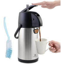 TOMAKEIT Airpot Coffee Dispenser Thermal with Pump 3L/102 Oz Insulated Stainless Steel Large Airpot Coffee Carafe Lever Action for Hot/Cold Water Ther