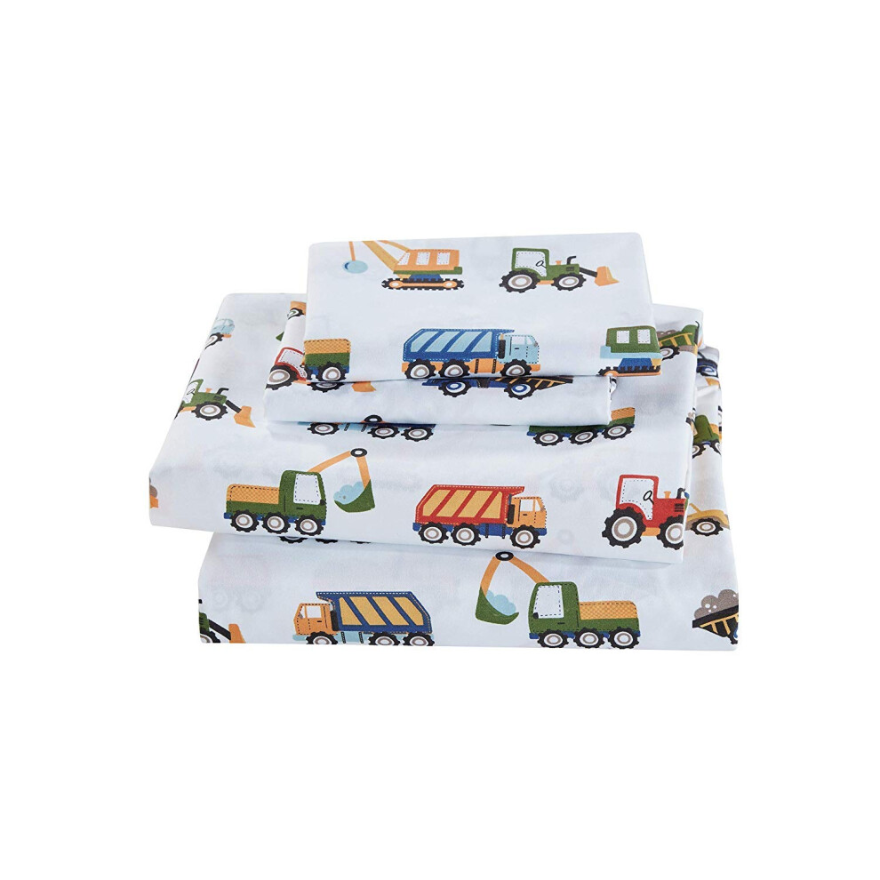 Ensemble de draps pour engins de chantier, camions, tracteurs, vert, jaune, rouge, bleu, neuf # Construction (double)