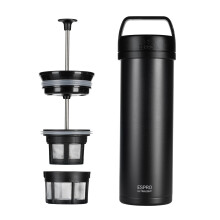 ESPRO - P0 Ultralight - Single Serve French Coffee Press and Lightweight Hydration Bottle for Travel Camping and Everyday use Stainless steel Vacuu