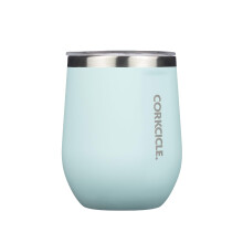 Corconnette a vin isolee sans tige gobelet brillant poudre bleu 12 oz - verre a vin sans tige en acier inoxydable maintient les boissons froides