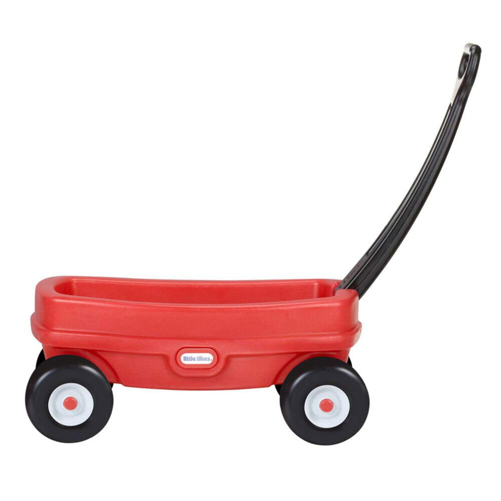 Little Tikes Lil' Wagon - Red And Black  Indoor and Outdoor Play  Easy Assembly  Made Of Tough Plastic Inside and Out  Handle Folds For Easy Storage |