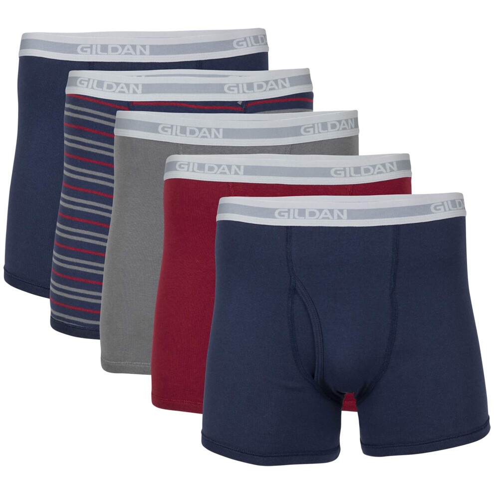 Gildan Men's Underwear Boxer Briefs  Multipack  Mixed Blue (5-Pack)  Medium