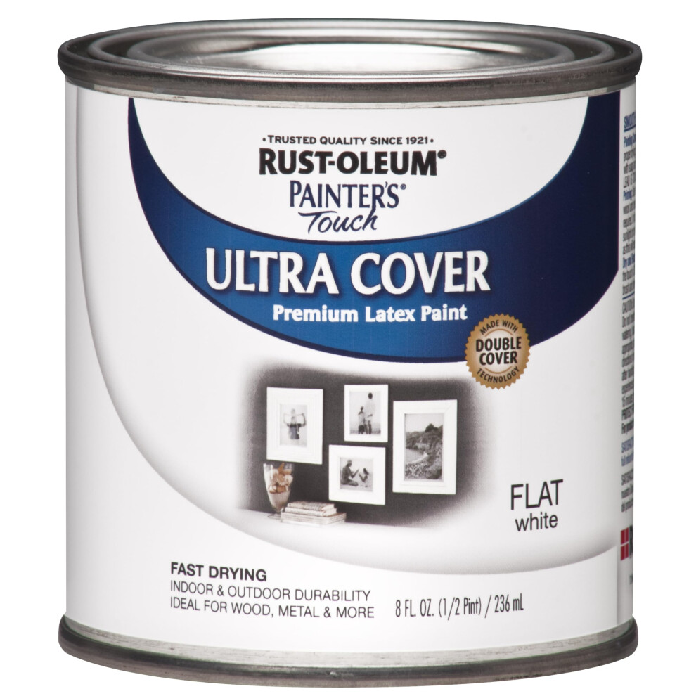 Rust-Oleum 1990730 Painter's Touch Latex Paint  Half Pint  Flat White  8 Fl Oz (Pack of 1)