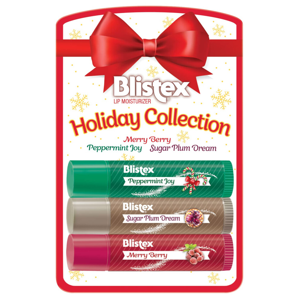 Blistex Lip Moisturizer Holiday Collection - Merry Berry  Peppermint Joy  Sugar Plum Dream 0.15 oz (Pack of 1)