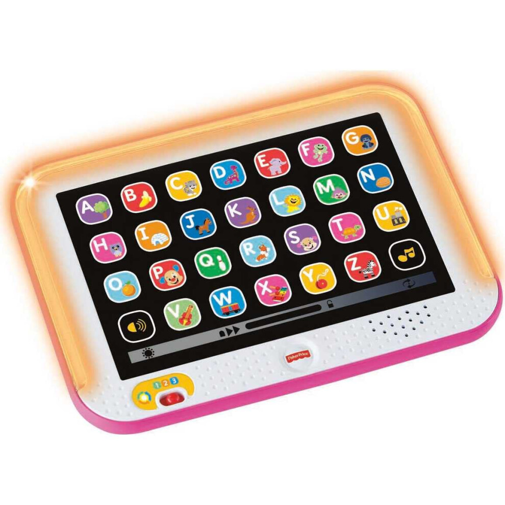 Fisher-Price Toddler Learning Toy Laugh & Learn Smart Stages Tablet with Lights & Music for Early Pretend Play  Pink  for Infants Ages 1+ Years