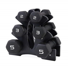 CAP Barbell Neopreen Dumbbell Set met Rack, 20 Pond, Zwart